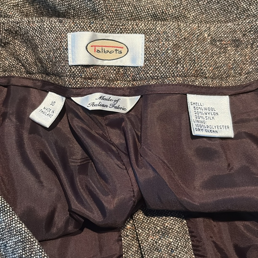 TALBOTS Vintage Wool/Silk Blend Trousers in Brown Tweed Size 10 — GORGEOUS!!! - Picture 11 of 11